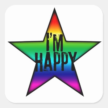 I'm Happy Rainbow Star Gay Sticker by plurals at Zazzle
