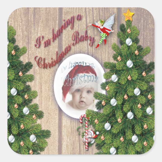 I'm having a Christmas Baby Square Sticker (Front)