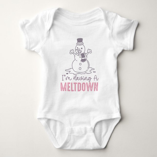 I'm Having a Meltdown - Funny Snowman Design Baby Bodysuit (Front)