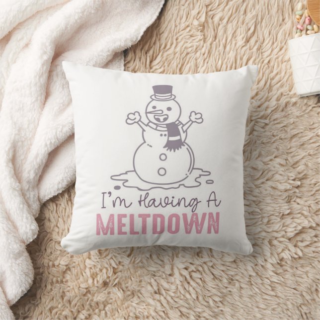 I'm Having a Meltdown - Funny Snowman Design Throw Pillow (Blanket)
