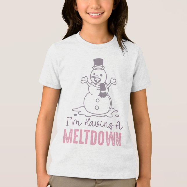 I'm Having a Meltdown - Funny Snowman Design Tri-Blend Shirt (Front)