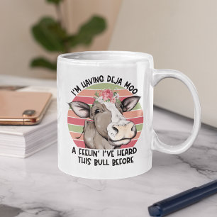 I'm Having Deja Moo Defined Funny Floral Cow Coffee Mug