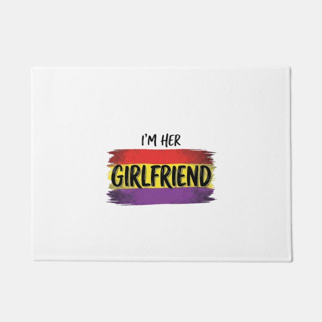 Im Her Girlfriend Rainbow Pride Vector Shirt Doormat (Front)