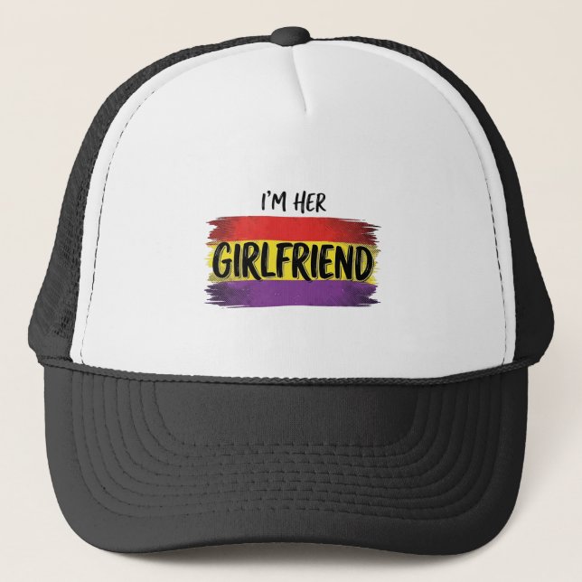 Im Her Girlfriend Rainbow Pride Vector Shirt Trucker Hat (Front)