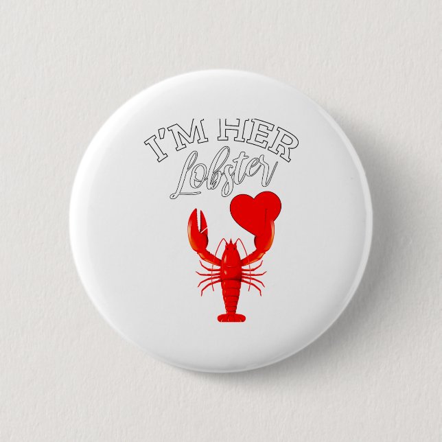 Im Her Lobster Heart Couple Matching Gift Valentin Button (Front)