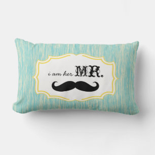 I'm Her Mr. Aqua and Lime Mustache Pillow