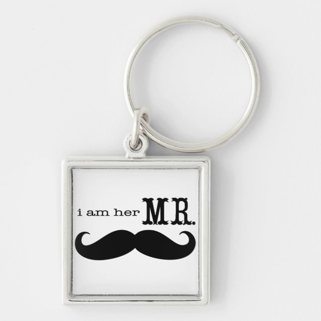 I'm Her Mr. Mustache Grooms Gifts Keychain (Front)