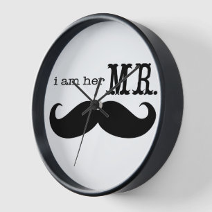 I'm Her Mr. Mustache Grooms Gifts Wall Clock