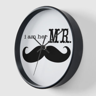 I'm Her Mr. Mustache Grooms Gifts Wall Clock