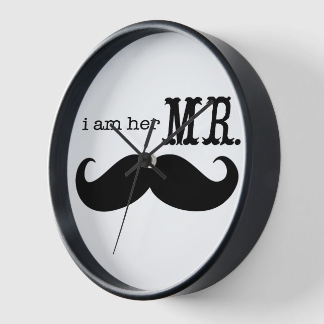 I'm Her Mr. Mustache Grooms Gifts Wall Clock (Angle)