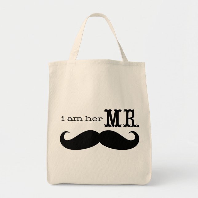 I'm Her Mr. Mustache Grooms Honeymoon Tote Bag (Front)