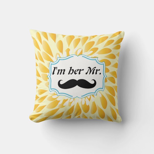 I'm Her Mr. Mustard Yellow Modern Floral Pillow (Front)