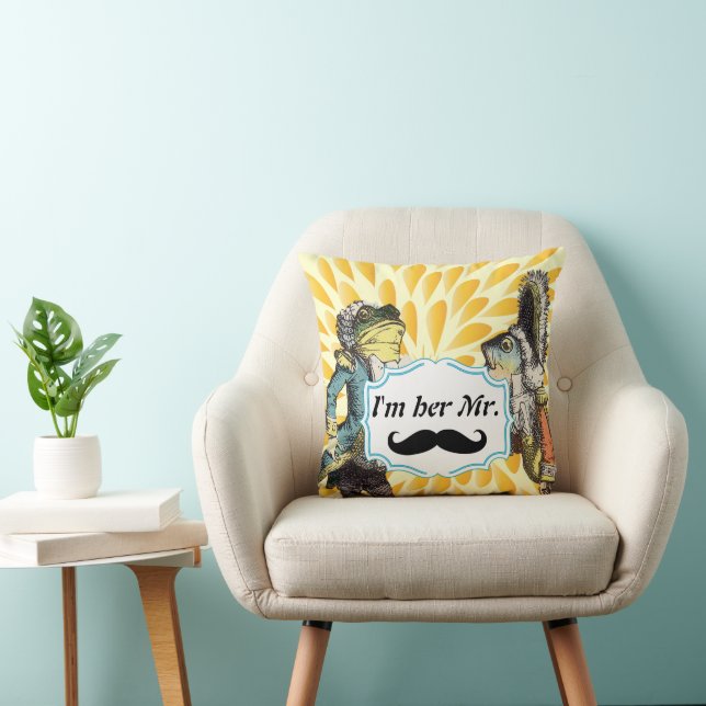 I'm Her Mr. Mustard Yellow Mustache Floral Pillow (Chair)