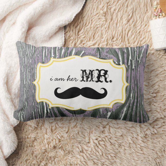 I'm Her Mr. Old Wood Lavender Mustache Pillow (Blanket)