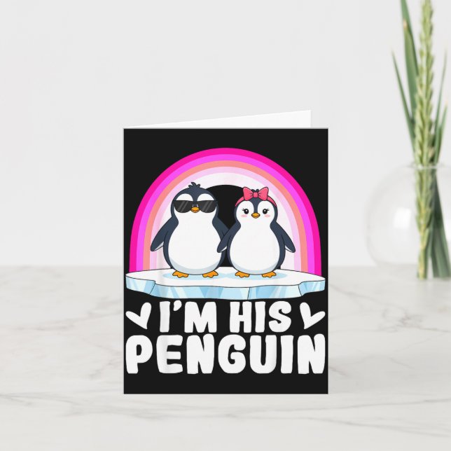 I'm Her Penguin Matching Couple Valentine Love Hea Card (Front)