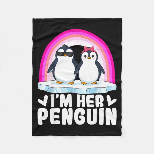 I'm Her Penguin Matching Couple Valentine Love Hea Fleece Blanket (Front)