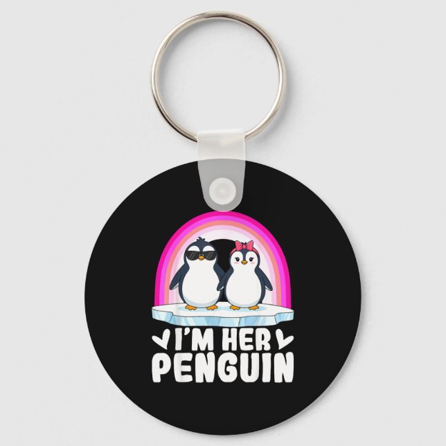 I'm Her Penguin Matching Couple Valentine Love Hea Keychain (Front)