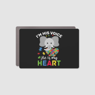 I'm Her Voice He Is My Heart Autism Mom Autism Awa Car Magnet