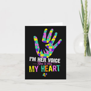 I'm Her Voice She Is My Heart Autism Mom Pink Auti Card