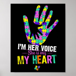 I'm Her Voice She Is My Heart Autism Mom Pink Auti Poster