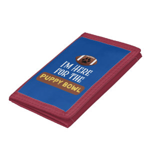 I'm Here For The Puppy Bowl Funny Dog Trifold Wallet