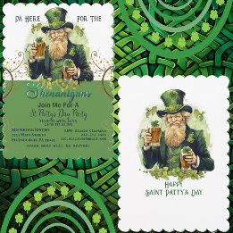 I'm Here For The Shenanigans Vintage Irishman Beer Invitation