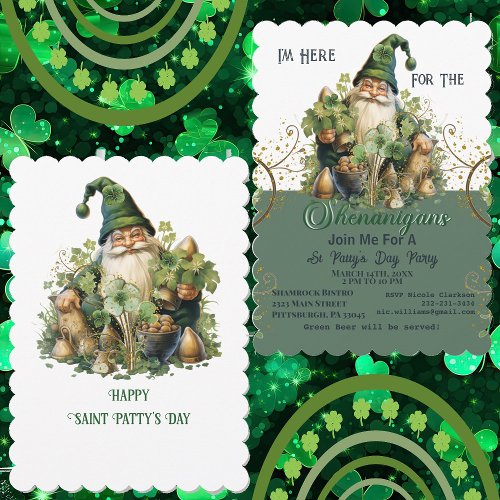 Im Here For The Shenanigans Vintage St Pattys Day Invitation