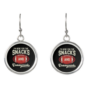 I'm Here For The Snacks And Commercials Football Earrings
