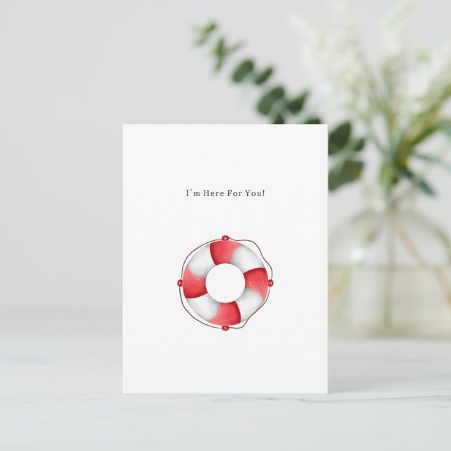 I'm Here For You Quote Life Buoy Illustration Card (Standing Front)