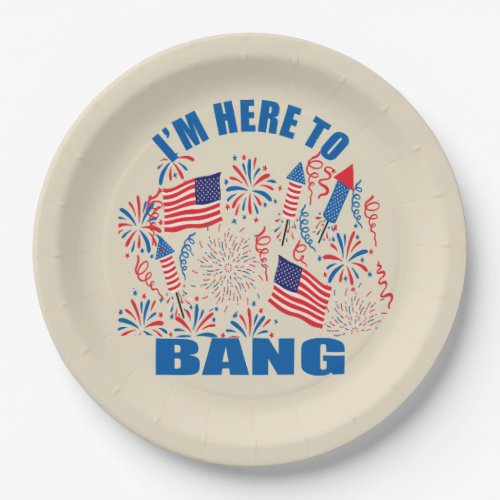 Im here to bang funny 4th of july paper plates