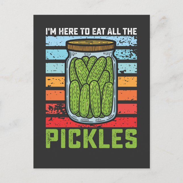 I'm Here To Eat All the Pickles Vintage Invitation Postcard (Front)