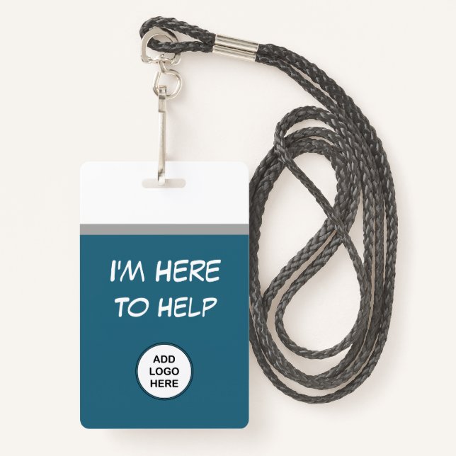 I'm Here To Help Logo Template Retail Badge (Front with Lanyard)