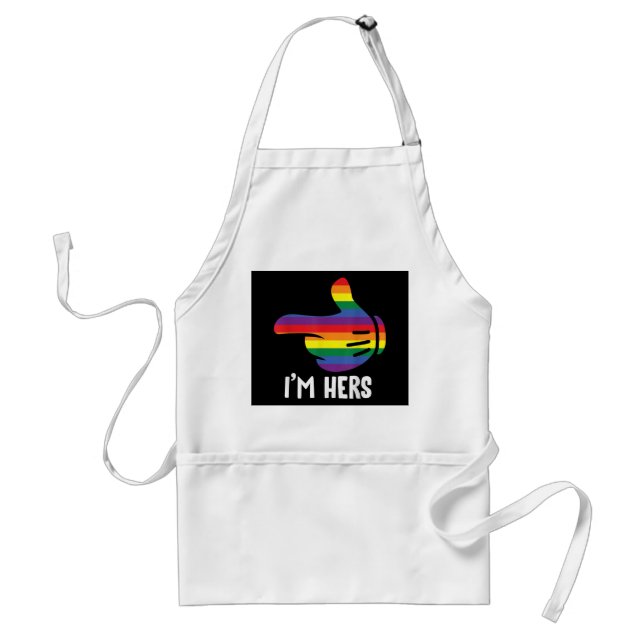 I'm Hers Rainbow Lesbian Couple Funny LGBT Pride M Adult Apron (Front)