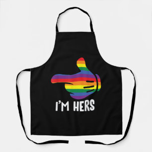 I'm Hers Rainbow Lesbian Couple Funny LGBT Pride M Apron