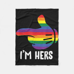 I'm Hers Rainbow Lesbian Couple Funny LGBT Pride M Fleece Blanket