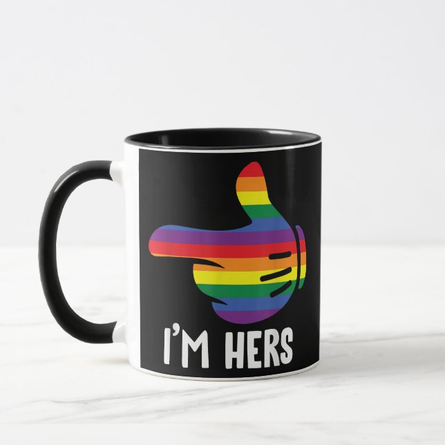 I'm Hers Rainbow Lesbian Couple Funny LGBT Pride M Mug (Left)
