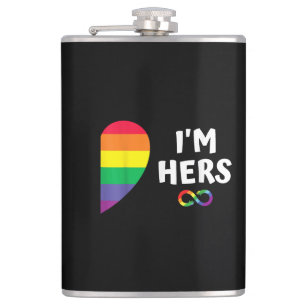 Im hers shes mine matching for pride lesbian coupl flask