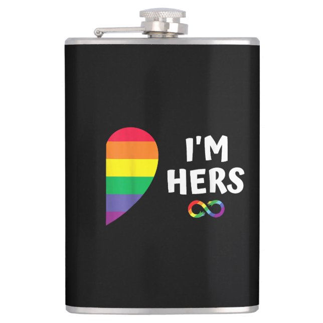 Im hers shes mine matching for pride lesbian coupl flask (Front)