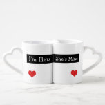 I'm Hers She's Mine Newly Wed Heart Wedding Coffee Mug Set<br><div class="desc">I'm hers she's mine .. lesbian newly weds Heart Wedding .. perfect pair of love heart mugs .. two love hearts wedding cups for a loving newly wed couple .. the coolest drink-ware from Ricaso</div>