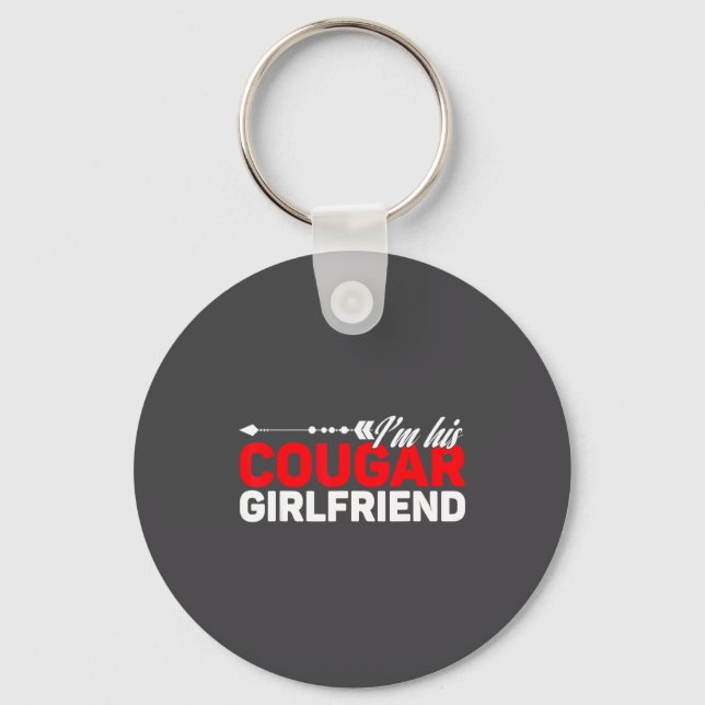 I'm His Cougar Girlfriend Funny Matching Couples Q Keychain (Front)