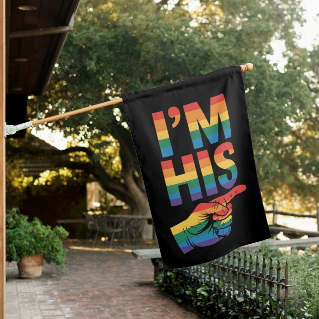 I'm His Gay Couple Matching LGBTQ Pride House Flag (In SItu)