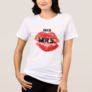 I'm His Mrs. red Lips Brides T-shirt Tri-Blend Shirt