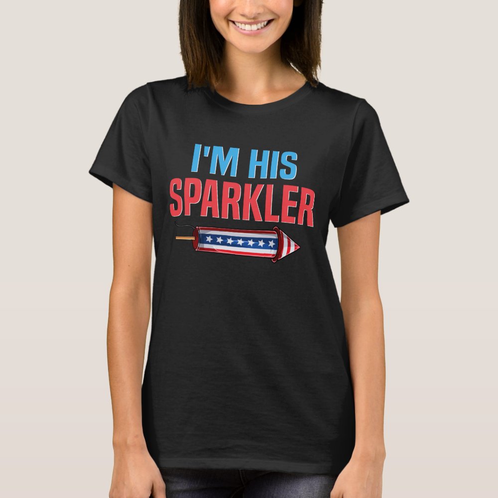 Discover I'm His Sparkler Matching Couples Her 4th Of July Personalized T-Shirt