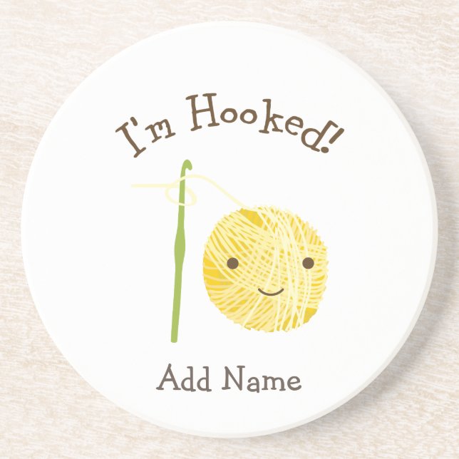 I'm Hooked Ceramic Ornament Coaster (Front)