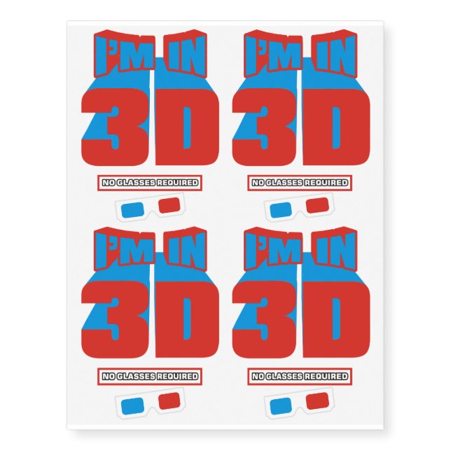 I'm In 3D Temporary Tattoos (Front)