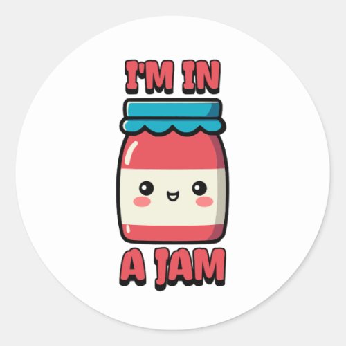 Im In a Jam Cute Jam Jar Cartoon Classic Round Sticker