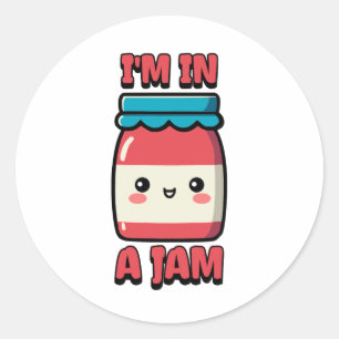 I'm In a Jam! Cute Jam Jar Cartoon Classic Round Sticker