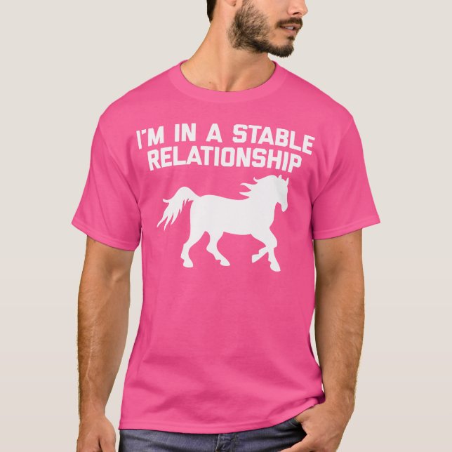 I'M In A Stable Relationship Funny Horseback Ridin T-Shirt (Front)
