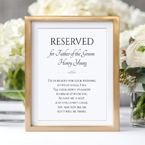Im In Heaven Father of the Groom Memorial Wedding Poster