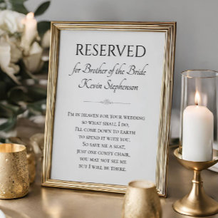 I'm In Heaven For Wedding Brother Bride Memorial Poster